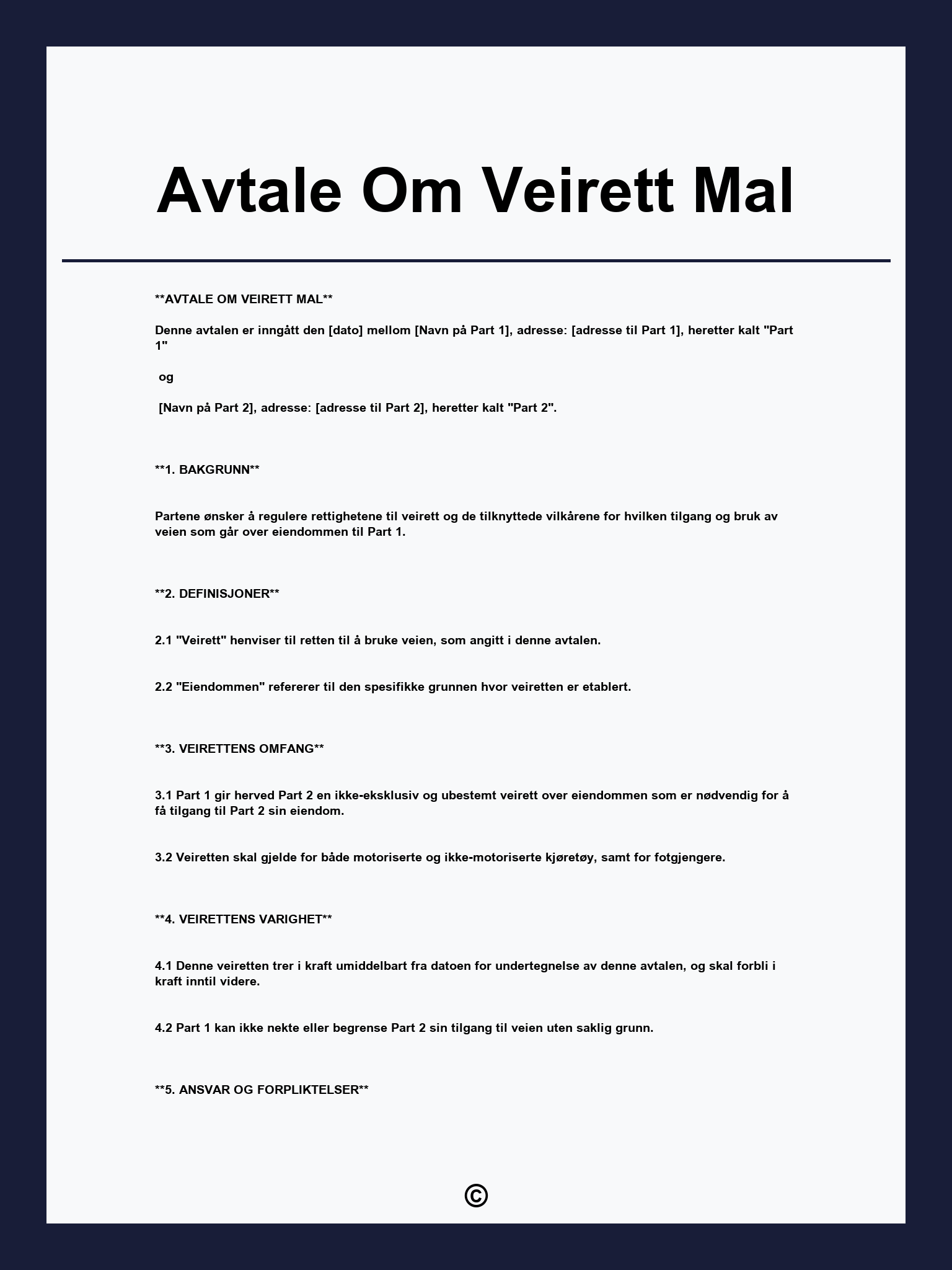 Avtale Om Veirett Mal