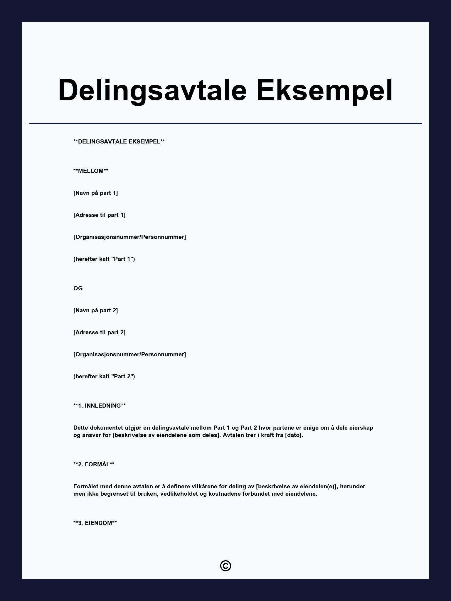 Delingsavtale Eksempel
