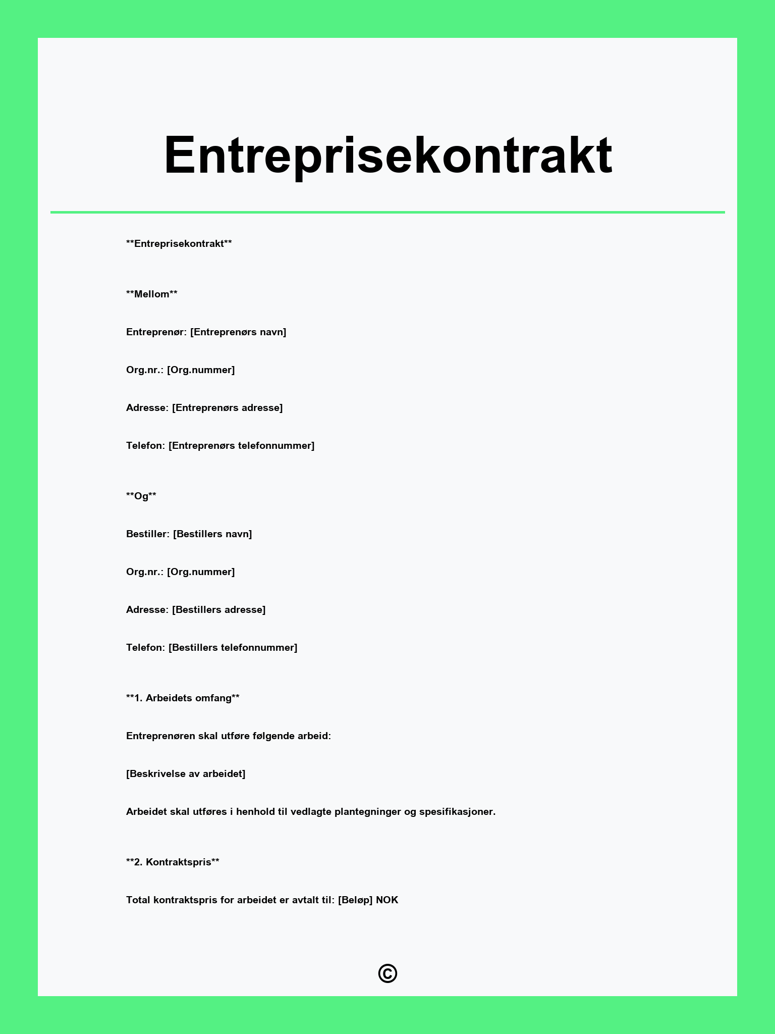 Entreprisekontrakt