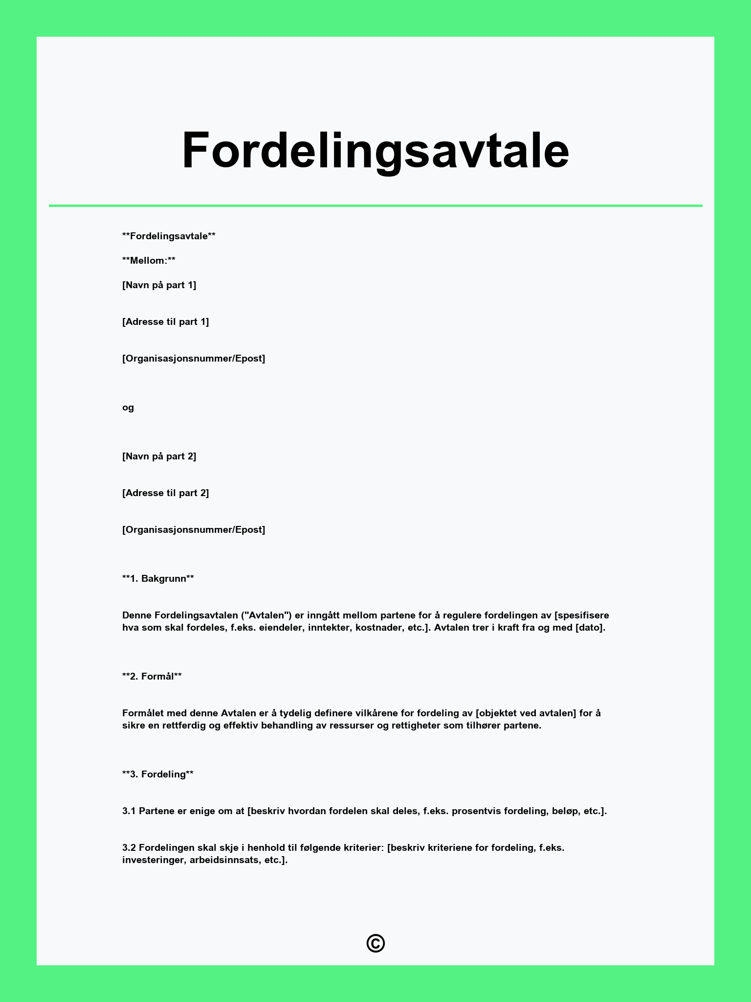 Fordelingsavtale