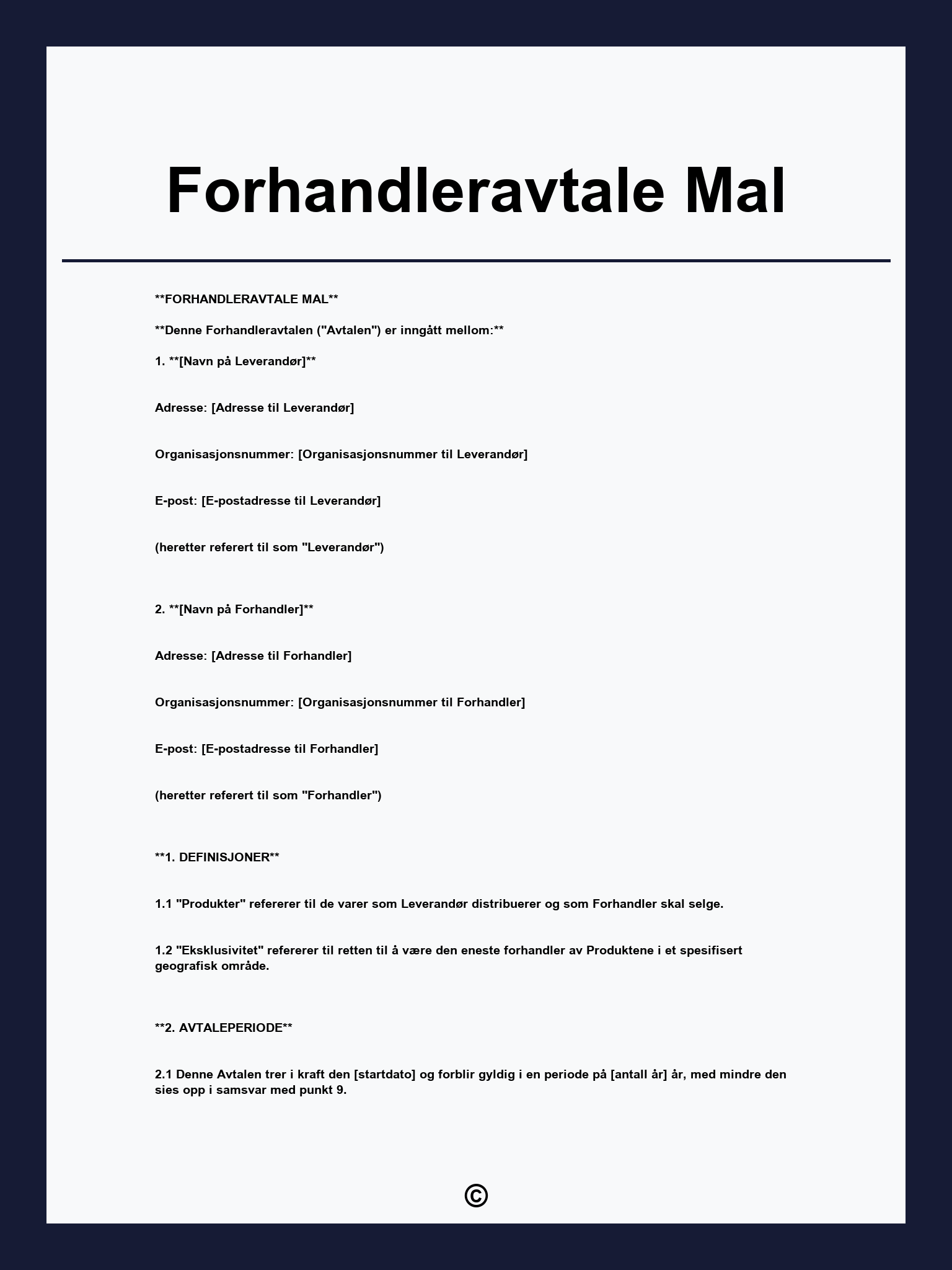 Forhandleravtale Mal