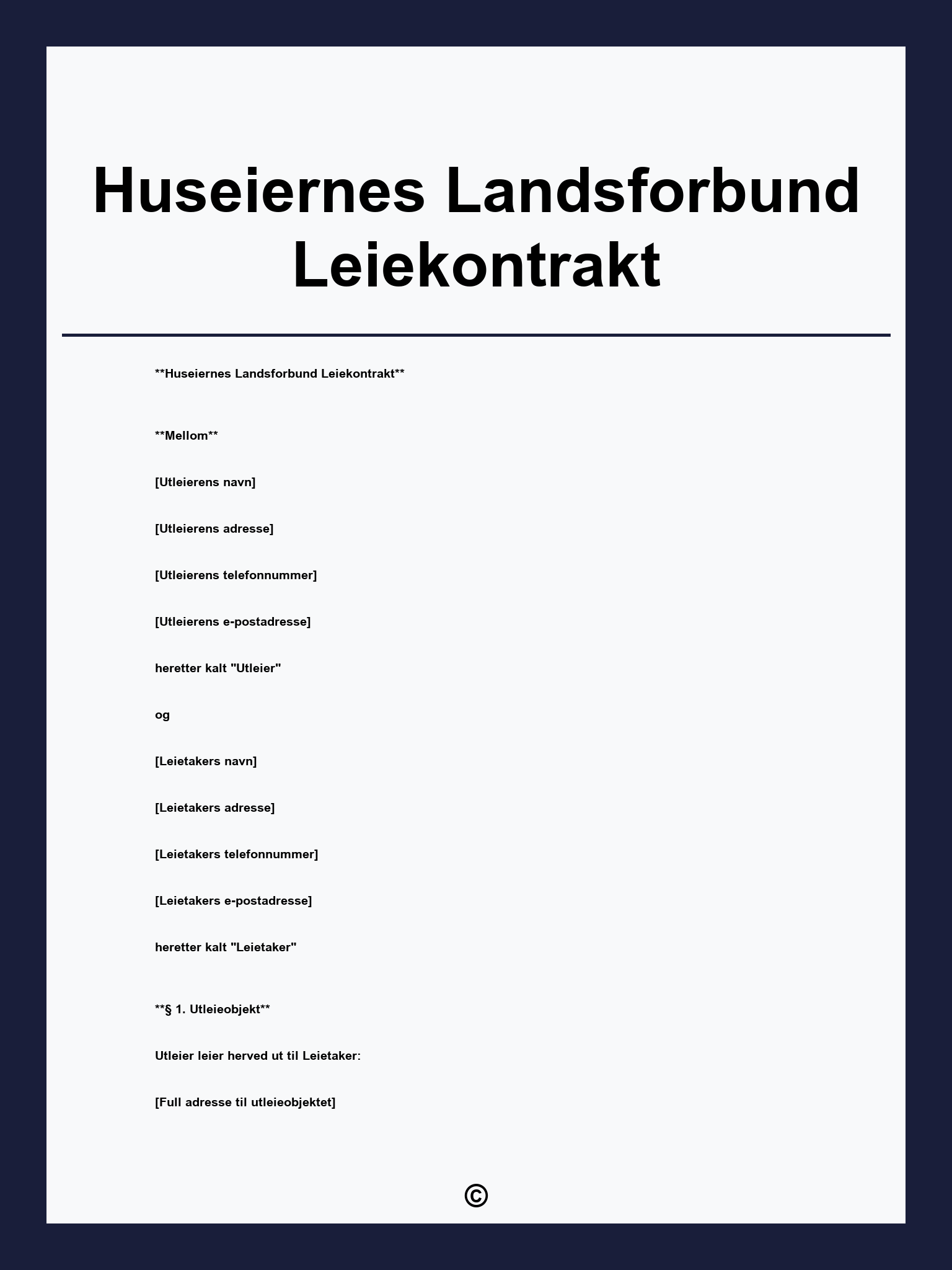 Huseiernes Landsforbund Leiekontrakt