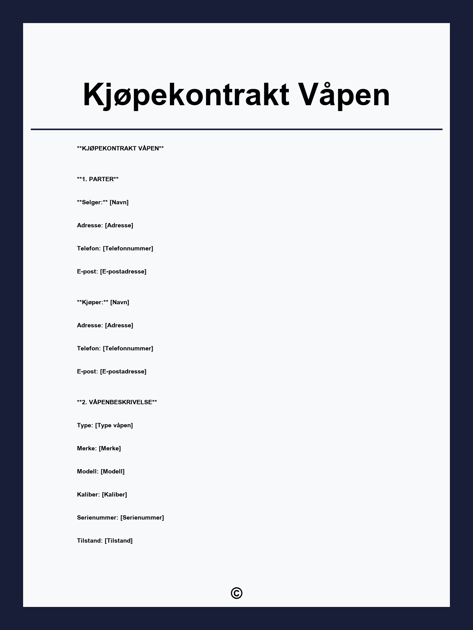 Kjøpekontrakt Våpen