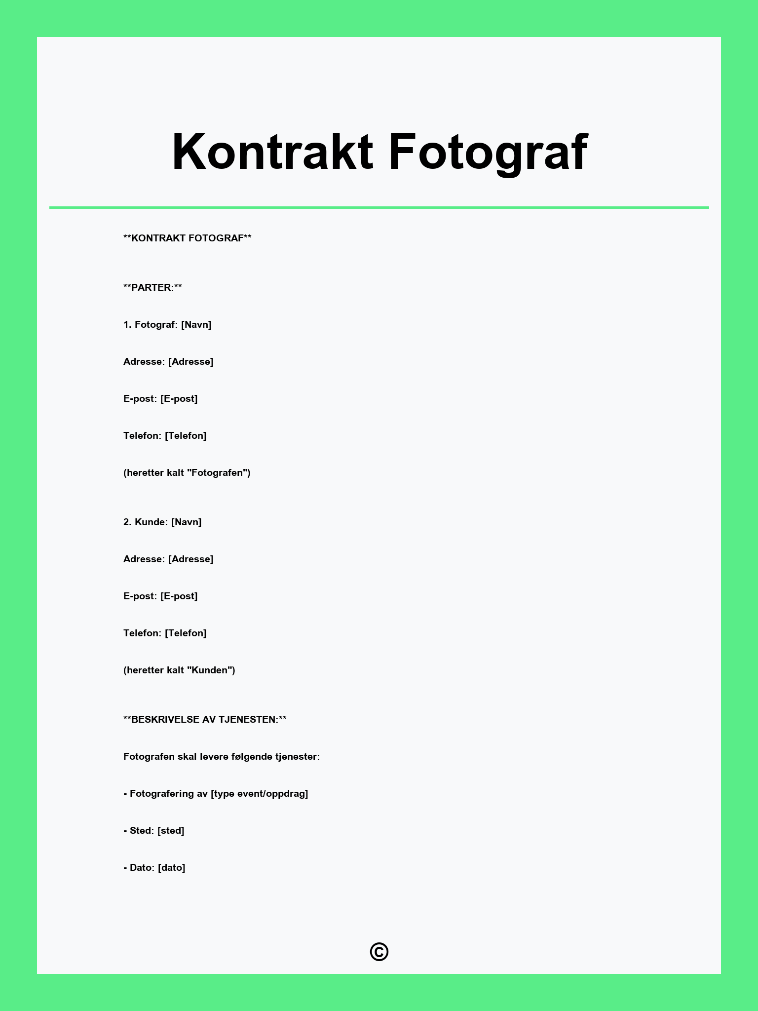Kontrakt Fotograf