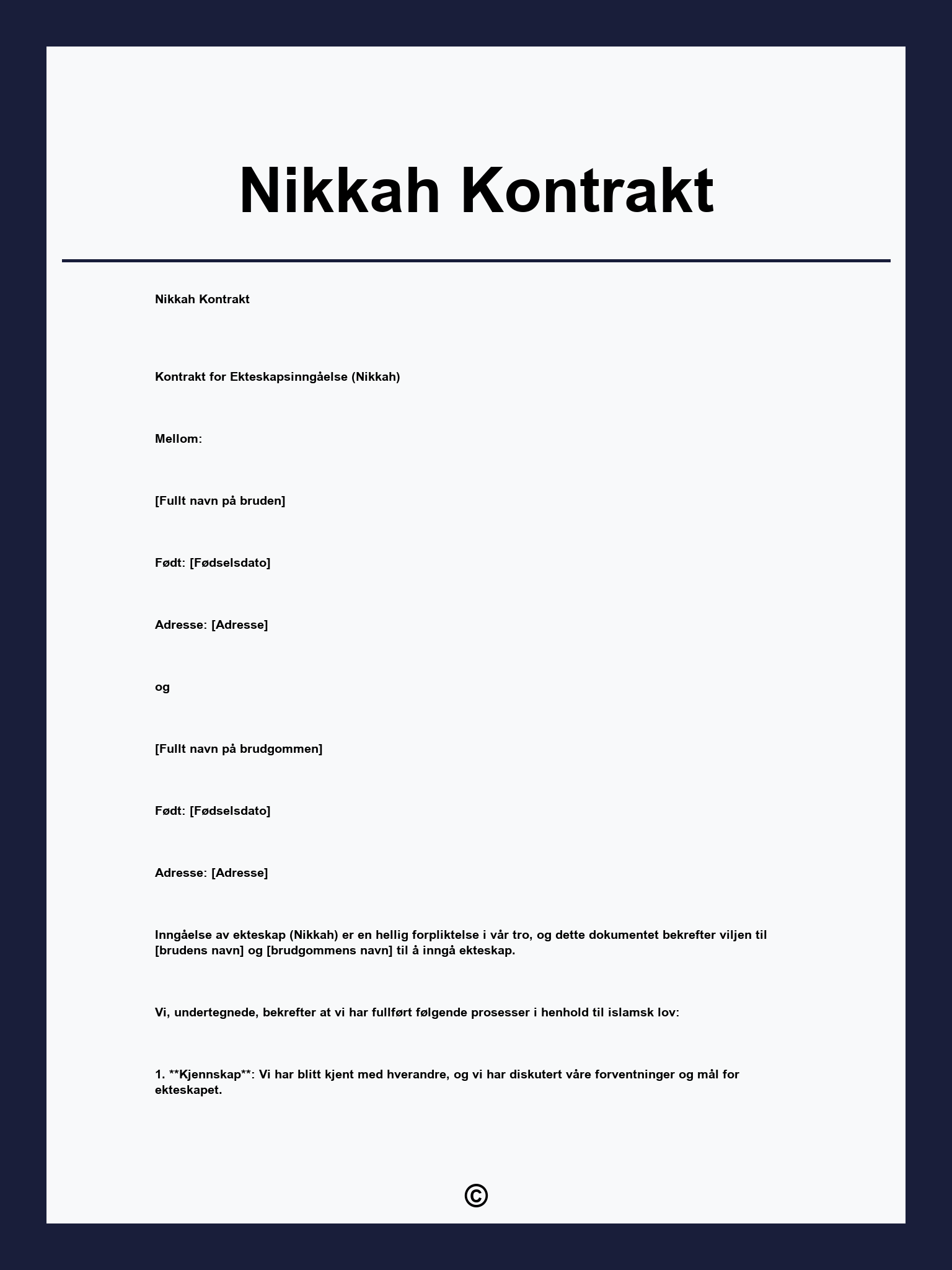 Nikkah Kontrakt