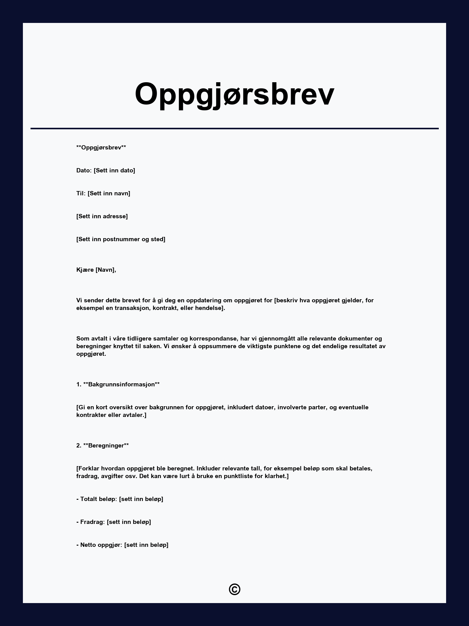 Oppgjørsbrev