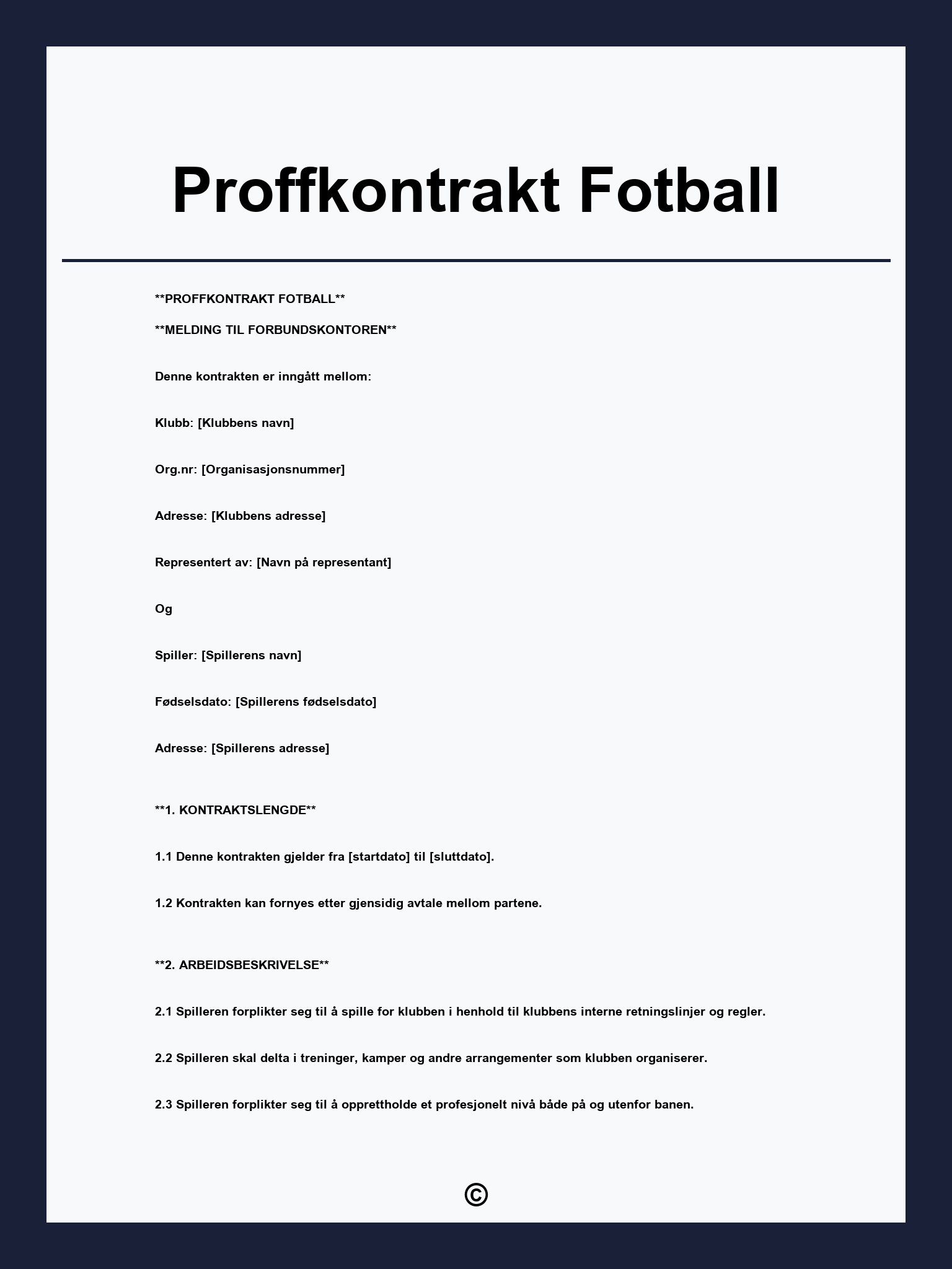 Proffkontrakt Fotball