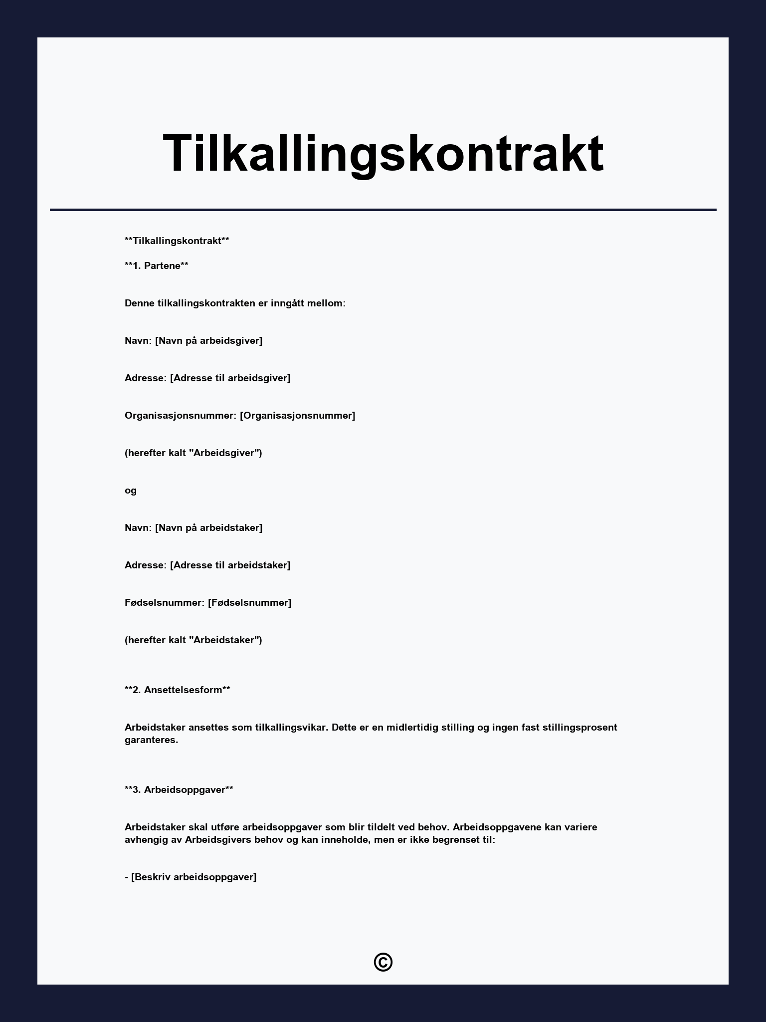 Tilkallingskontrakt