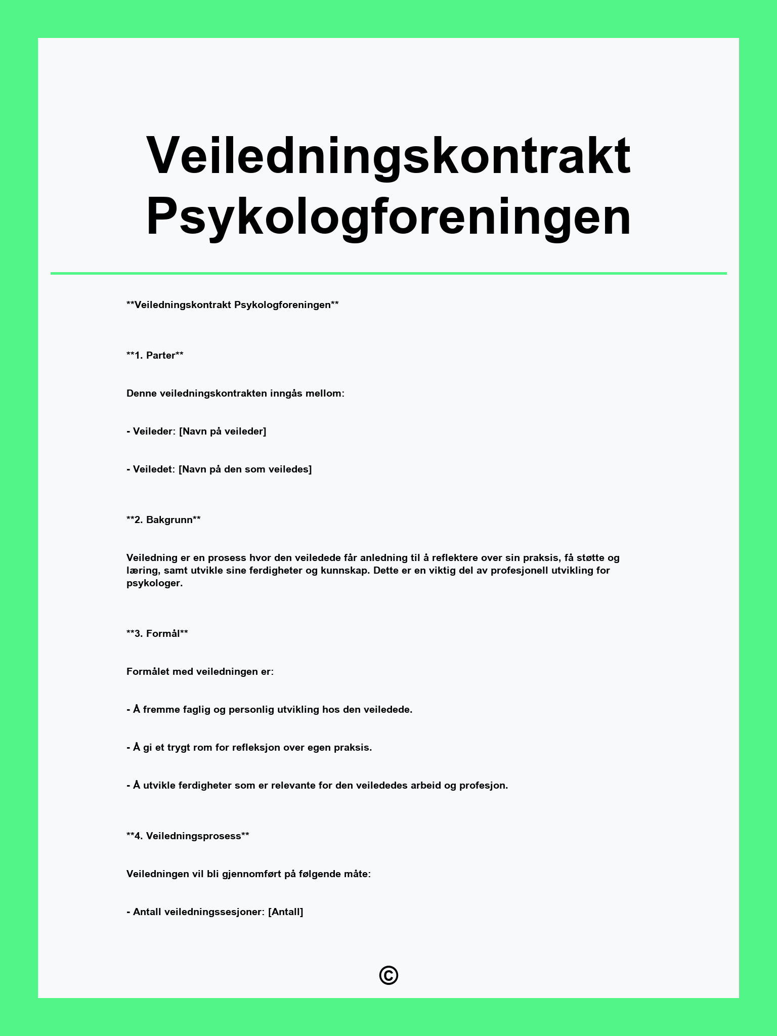 Veiledningskontrakt Psykologforeningen